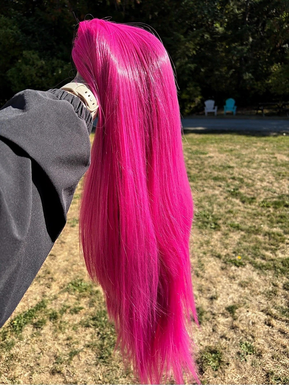 Long Straight Pink Wig Like New